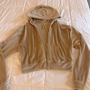 Women's SKIMS Velour Hoodie Size L color Honey.  Like new wore one hour.